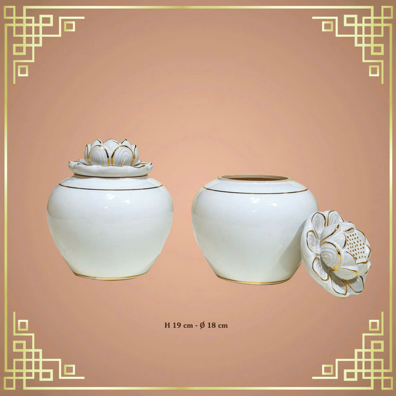 Bộ hũ Tro Tịnh Liên Bạch Sứ